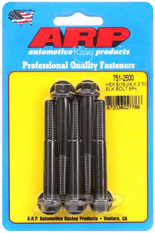5/16-24 X 2.500 BLK HEX 5PK