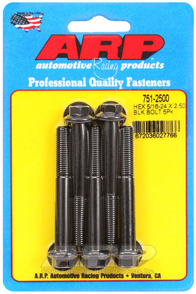 5/16-24 X 2.500 BLK HEX 5PK