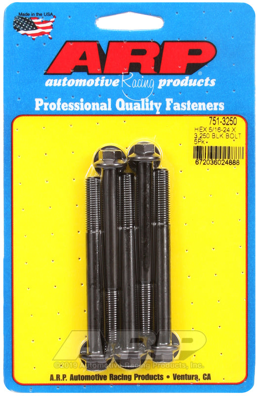 5/16-24 X 3.250 BLK HEX 5PK