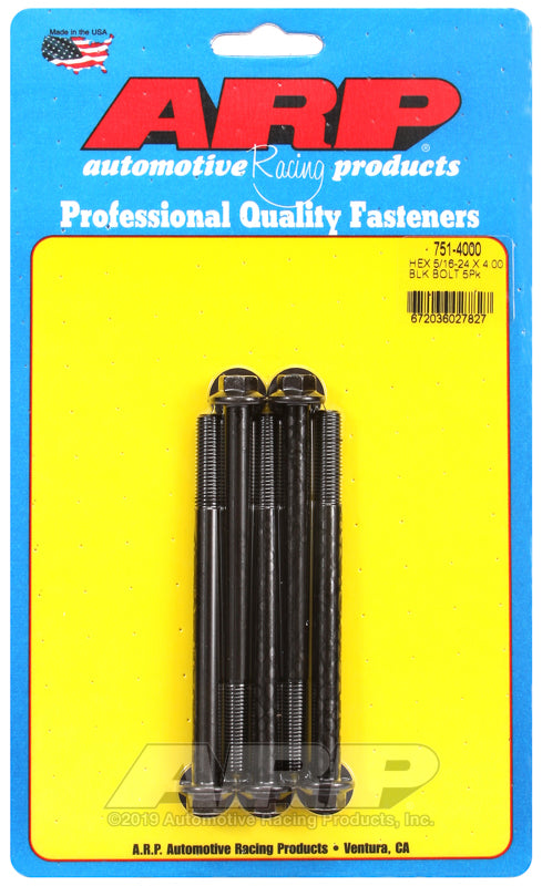 5/16-24 X 4.000 BLK HEX 5PK