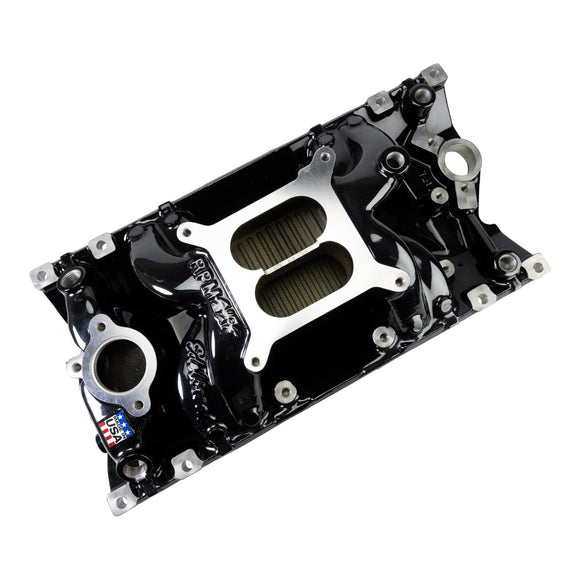 Edelbrock RPM Air-Gap Manifold for Small-Block Chevy Vortec, Black Plasma Finish