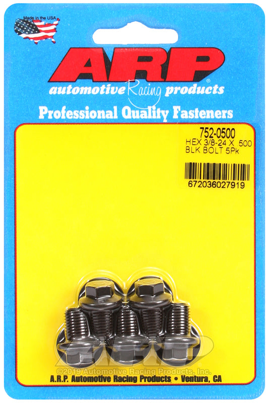 ARP 3/8 Inch -24 x .500 Black Hex Oxide Bolts (5/pkg)