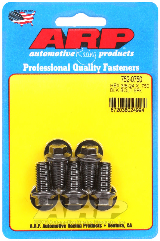 3/8-24 X 0.750 BLK 3/8 HEX 5PK
