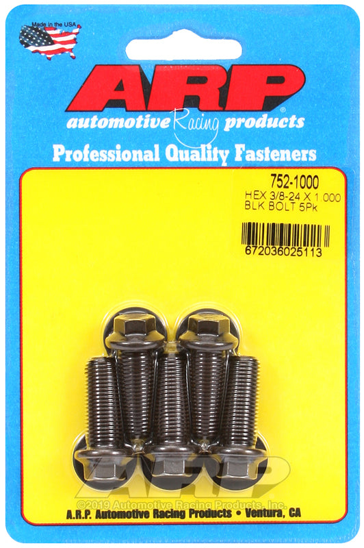 3/8-24 X 1.000 BLK 3/8 HEX 5PK