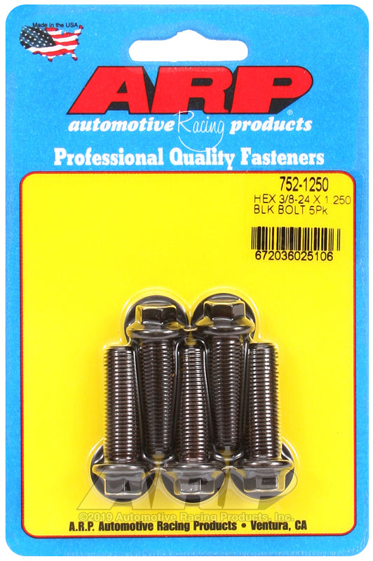 3/8-24 X 1.250 BLK 3/8 HEX 5PK