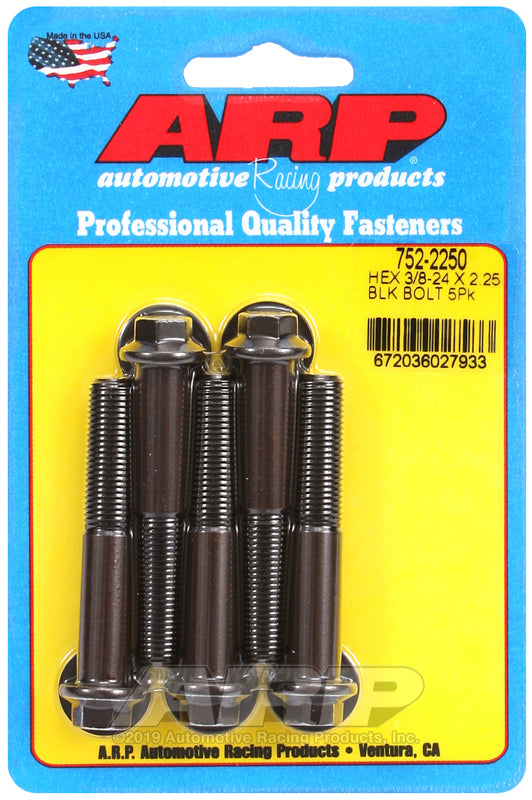 3/8-24 X 2.250 BLK 3/8 HEX 5PK