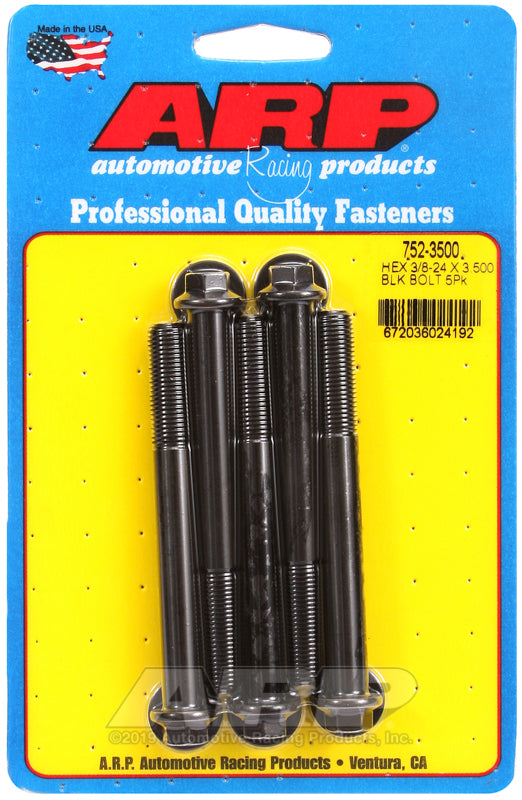 ARP 3/8-24 x 3.500 Hex Black Oxide Bolts (5/pkg)