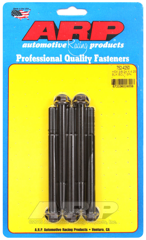 3/8-24 X 4.250 BLK 3/8 HEX 5PK