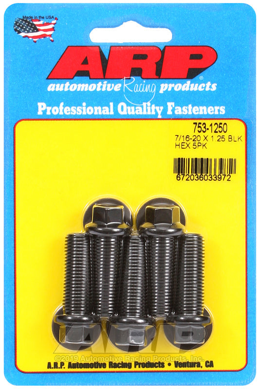 ARP 7/16-20 x 1.250 Hex Black Oxide Bolts (5/pkg)
