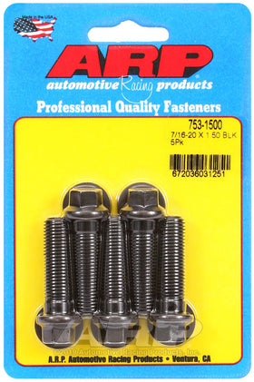 7/16-20 X 1.500 BLK HEX 5PK