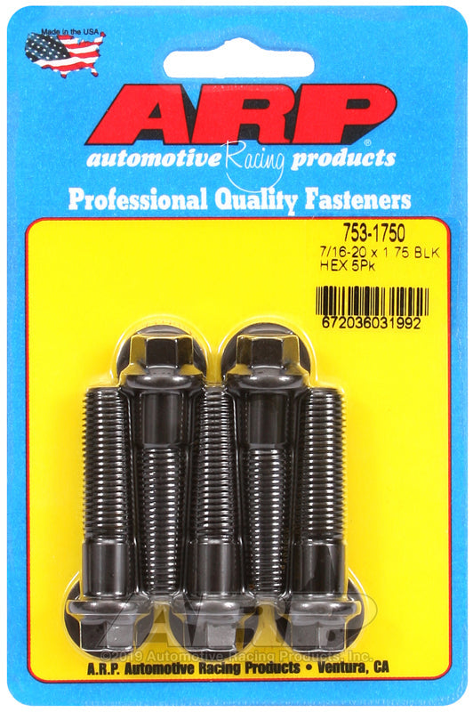 7/16-20 X 1.750 BLK HEX 5PK