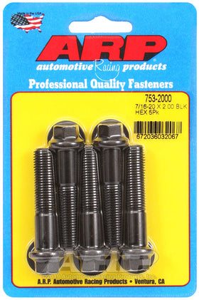 7/16-20 X 2.000 BLK HEX 5PK