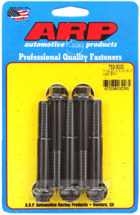 7/16-20 X 3.000 BLK HEX 5PK