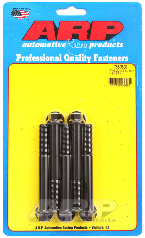 7/16-20 X 3.500 BLK HEX 5PK