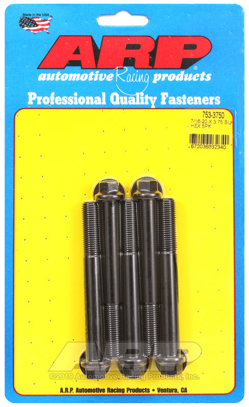 7/16-20 X 3.750 BLK HEX 5PK