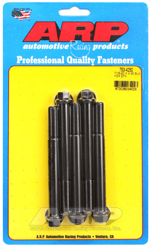 7/16-20 X 4.250 BLK HEX 5PK