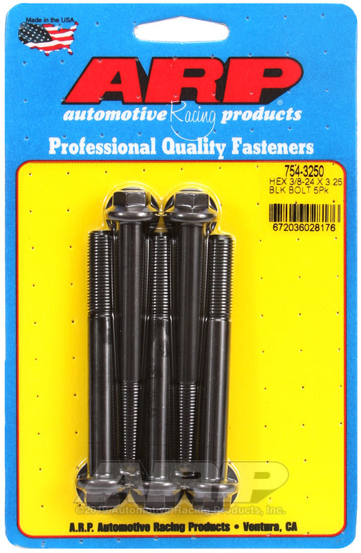 3/8-24 X 3.250 BLK HEX 5PK