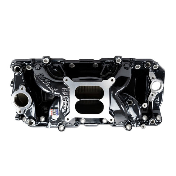 EDELBROCK RPM Air-Gap Intake Manifold for Big-Block Chevy Oval Port, Black Plasma Finish