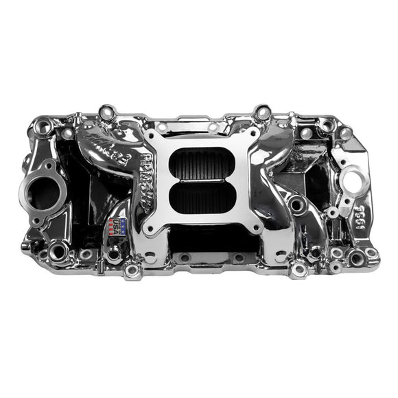 EDELBROCK RPM Air-Gap Intake Manifold for Big-Block Chevy Oval Port, Chrome Plasma Finish