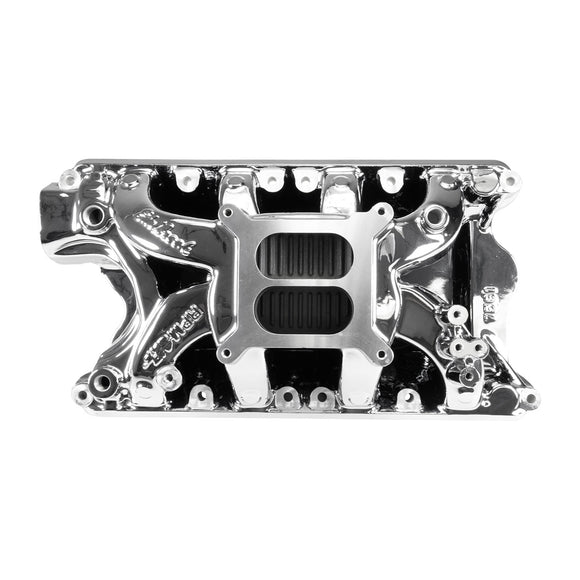 EDELBROCK RPM Air-Gap Small Block Ford 351W Intake Manifold, Chrome Plasma Finish