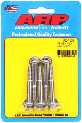 ARP M6 x 1.00 x 45 Hex SS Bolts (5/pkg)