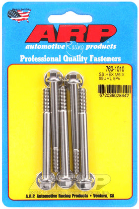 ARP M6 x 1.00 x 65 hex SS bolts (5/pkg)