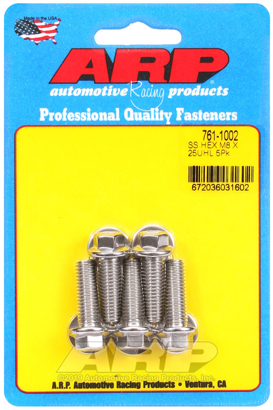 ARP M8 x 1.25 x 25 Hex SS Bolts (5/pkg)