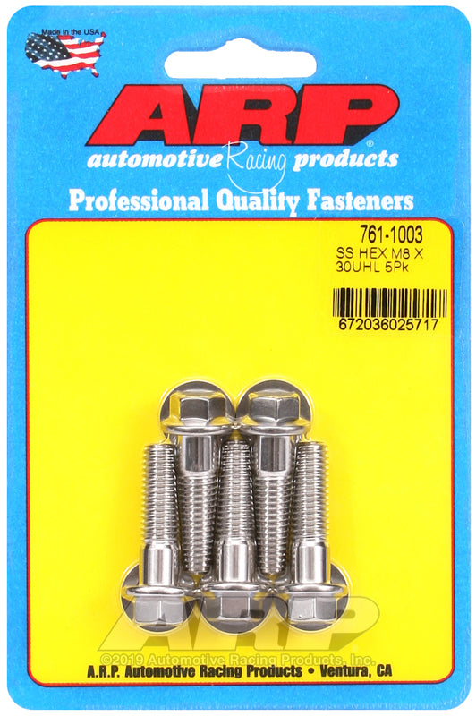 ARP M8 x 1.25 x 30 Hex SS Bolts (5/pkg)
