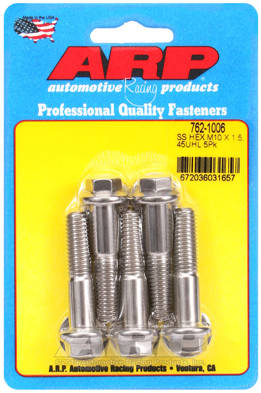 ARP M10 x 1.50 x 45 Hex SS Bolts (5/pkg)