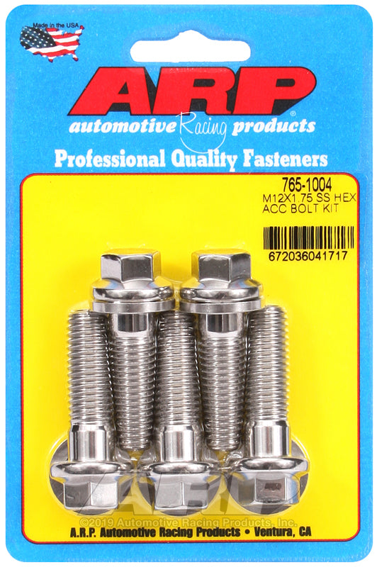 ARP M12 x 1.75 x 40 Hex Black SS Bolts (5/pkg)