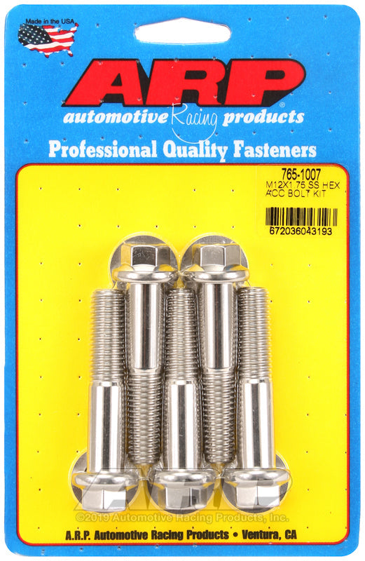 ARP M12 x 1.75 x 60 Hex Black SS Bolts (5/pkg)