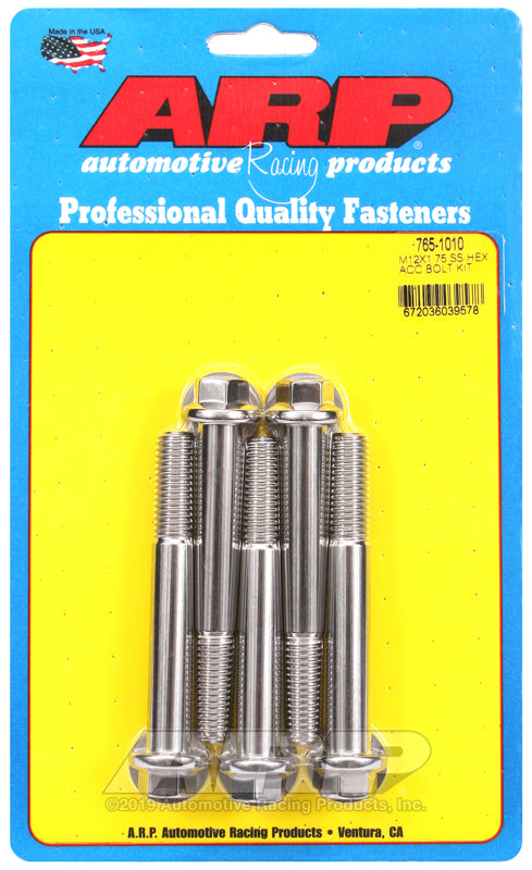 ARP M12 x 1.75 x 90 Hex Black SS Bolts (5/pkg)