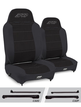 PRP Jeep Wrangler CJ7/YJ Enduro High Back Reclining Suspension Seats Kit (Pair) Black