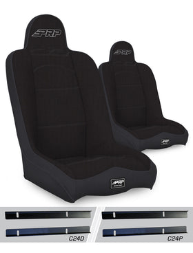 PRP Daily Driver High Back Suspension Seats Kit for 03-06 Jeep Wrangler TJ (Pair) - Black