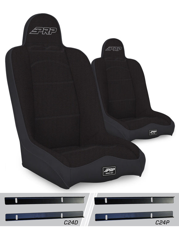 PRP Daily Driver High Back Suspension Seats Kit for 03-06 Jeep Wrangler TJ (Pair) - Black