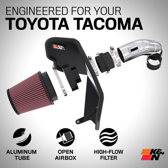 Cold Air Intake System - High-flow Air Filter, Aluminum Tube - TOYOTA TACOMA L4-2.4L TURBO