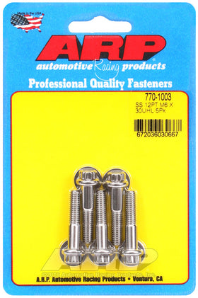 ARP M6 x 1.00 x 30 12pt SS Bolts (5/pkg)