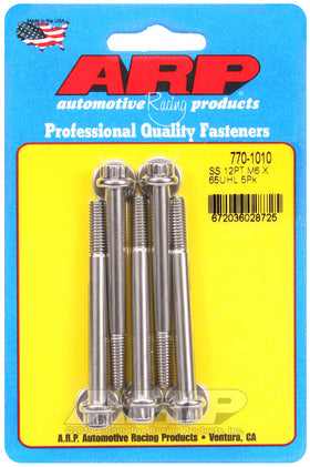 ARP M6 x 1.00 x 65 12pt SS bolts (5/pkg)
