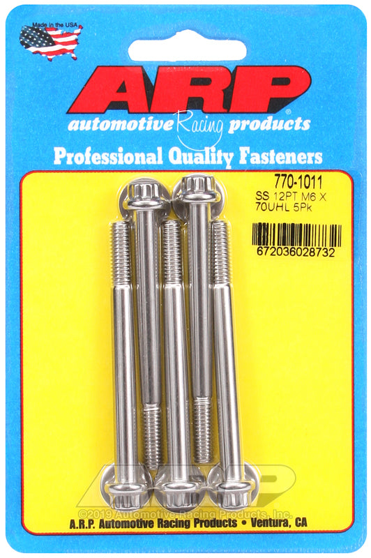 ARP M6 x 1.00 x 20 SS 12pt Bolts (5/pkg)
