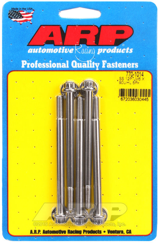 ARP M6 x 1.00 x 90 12pt Stainless Steel Bolt Kit (5/pkg)