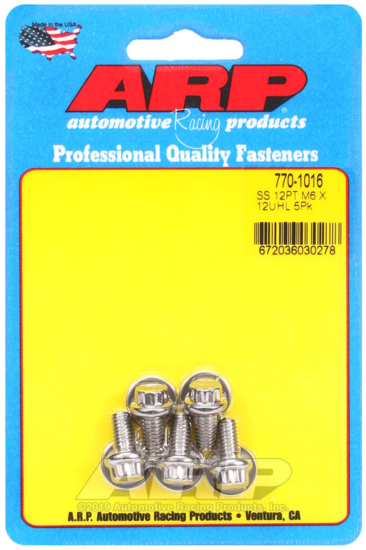ARP M6 x 1.00 x 12 SS 12pt Bolts (5/pkg)