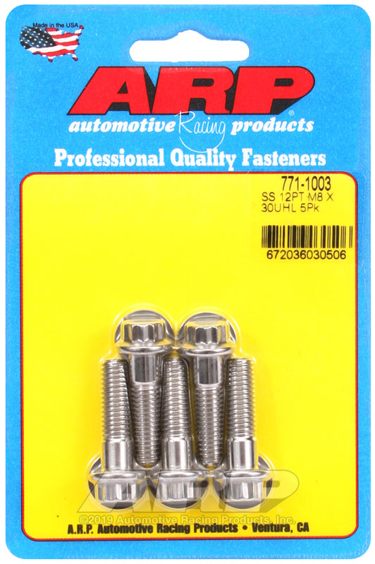 ARP M8 x 1.25 x 30 12pt SS Bolts (5/pkg)
