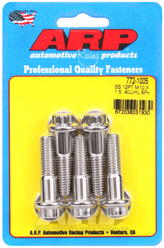 ARP M10 x 1.50 x 40 12pt SS Bolts (5/pkg)