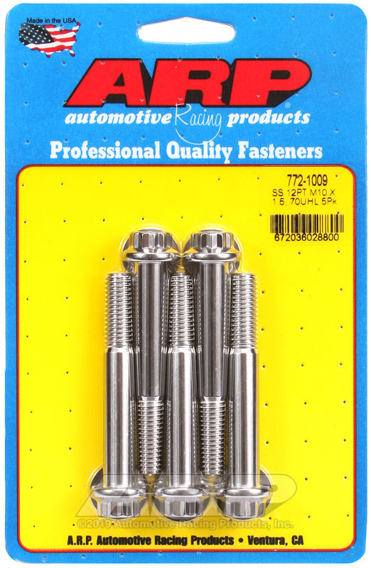 ARP M10 x 1.50 x 70 12pt SS Bolt Kit (5/Pkg)