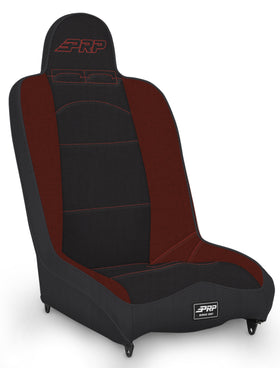 PRP Daily Driver High Back Suspension Seat (Two Neck Slots) - Black/Red