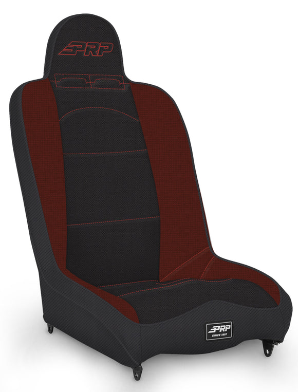 PRP Daily Driver High Back Suspension Seat (Two Neck Slots) - Black/Red