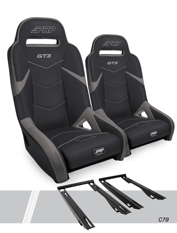 PRP Polaris RZR PRO XP GT3 Suspension Seats Kit (Pair) - Black & Gray