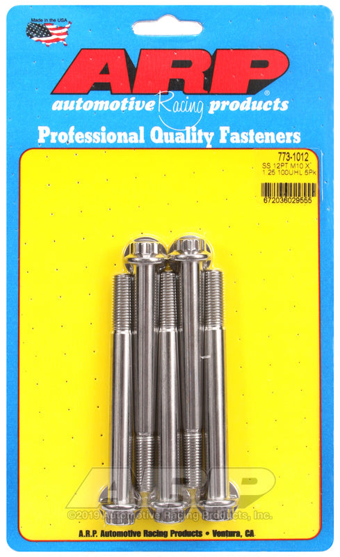 ARP M10 x 1.25 x 100 12pt Stainless Steel Bolts (Set of 5)
