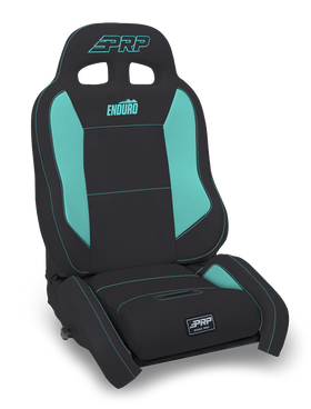 PRP EnduroDaily Reclining Suspension Seat - Black/Teal Vinyl - Passenger