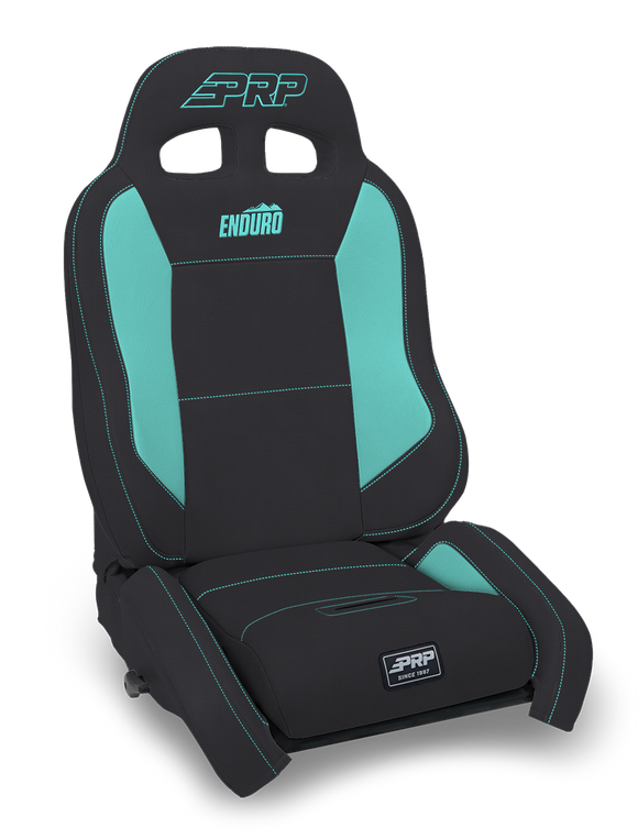 PRP EnduroDaily Reclining Suspension Seat - Black/Teal Vinyl - Passenger